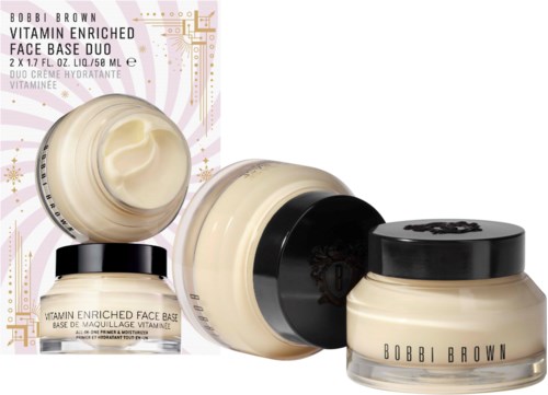 Zestaw produktów do pielęgnacji skóry w słoiczkach i pudełku, oznaczone jako duo witaminowego kremu do twarzy od Bobbi Brown.
