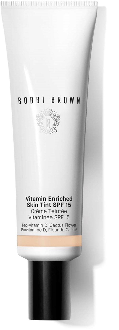En vit tub märkt Bobbi Brown med solskydd, vitamin och kaktusblomma ingredienser.