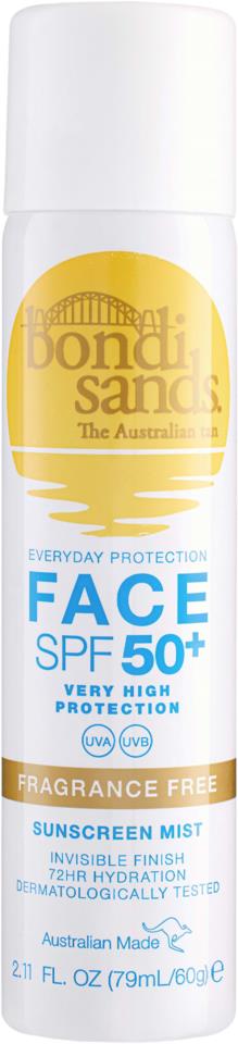 Bondi Sands SPF50+ Fragrance Free Face Mist 79 ml
