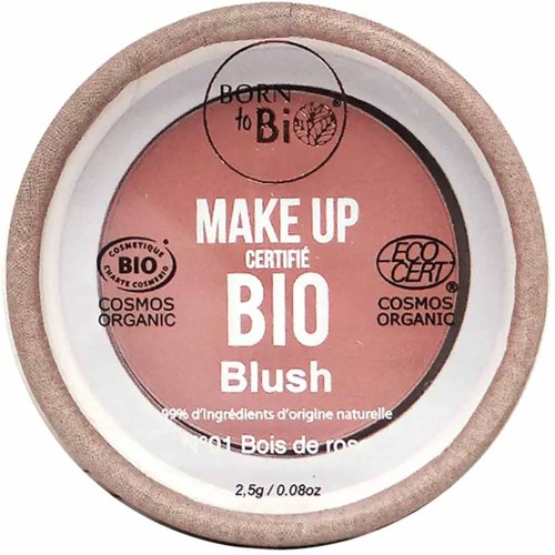 Makeup-Produkt, zertifiziert biologisch, namens Blush, mit natürlichen Zutaten, von Born to Bio, EcoCert, COSMOS Organic.