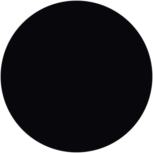 Ein schwarzer Kreis auf weißem Hintergrund, einfach und auffällig. Es sieht aus wie ein schlichtes Logo oder Designelement.