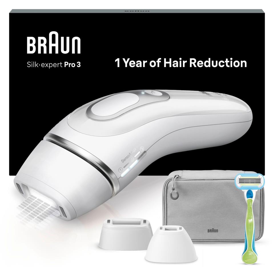 Braun IPL Silk·expert Pro 3 At Home Hair Removal With Pouch Venus Razor 2 Heads PL3122