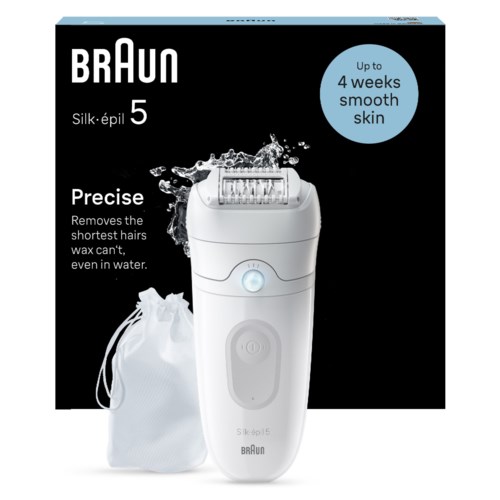 Braun Silk-épil 5 Epilator For Easy Hair Removal Lasting Smooth Skin 5-011 White/Grey