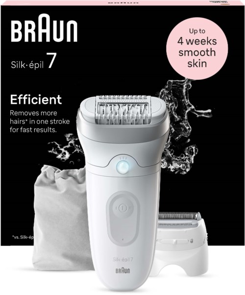 Braun Silk-épil 7 Epilator For Easy Hair Removal Lasting Smooth Skin 7-041 White/Silver