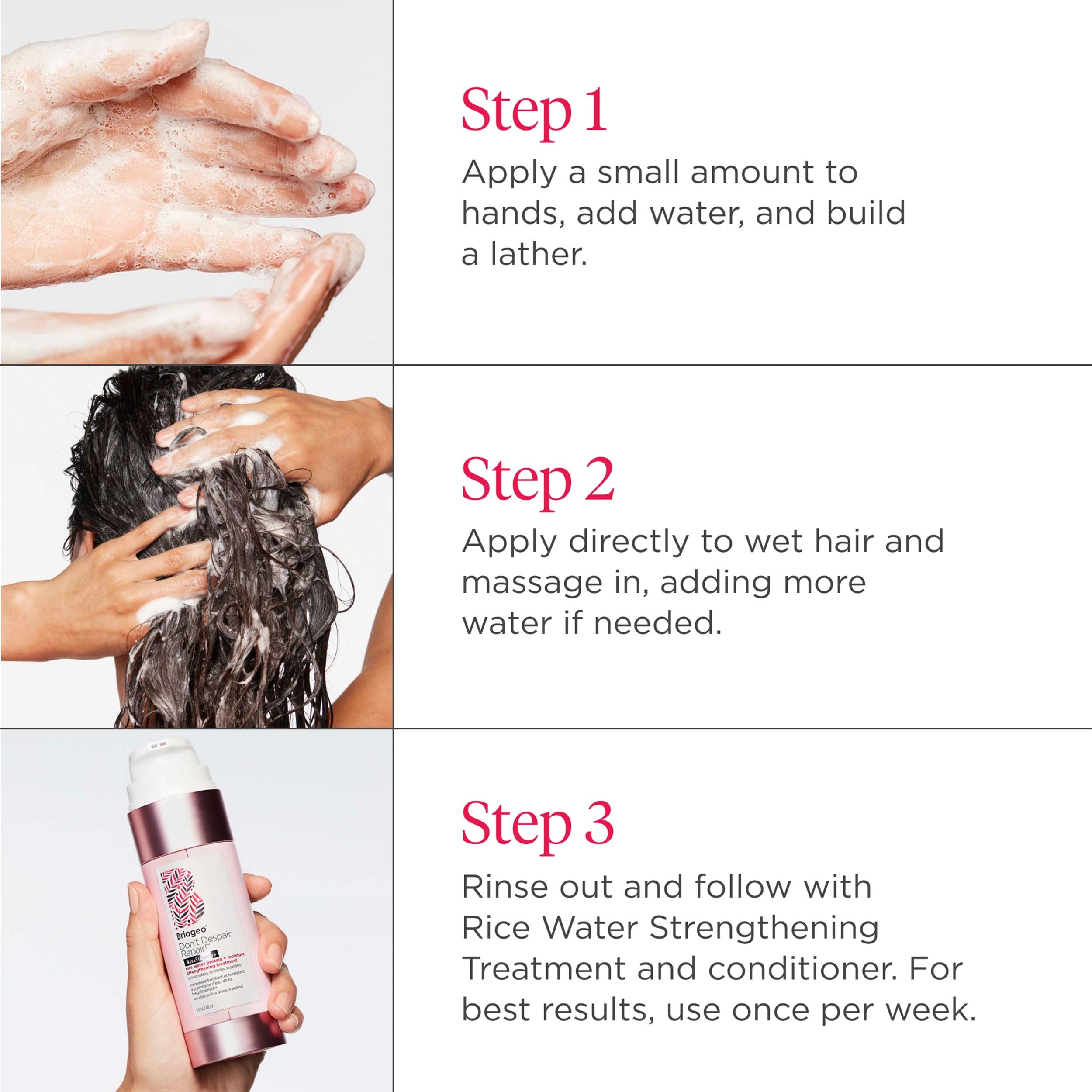 Briogeo Don't Despair, Repair!™ MegaStrength+ Rich Rice Shampoo Concen (obrázok 9)