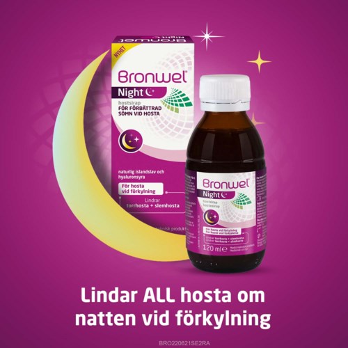 Syrop Bronwel Night pomaga w leczeniu kaszlu i przeziębienia podczas snu. Dla dzieci i dorosłych.