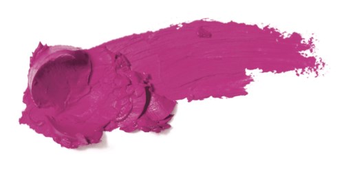 En klump rosa färg med ett streck som sträcker sig till höger på en vit bakgrund.