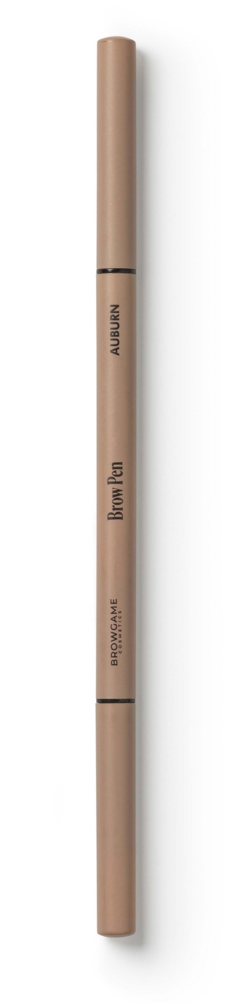 Beige tai vaaleanruskea eyeliner-kynä, jossa musta teksti ja seistään pystyasennossa.