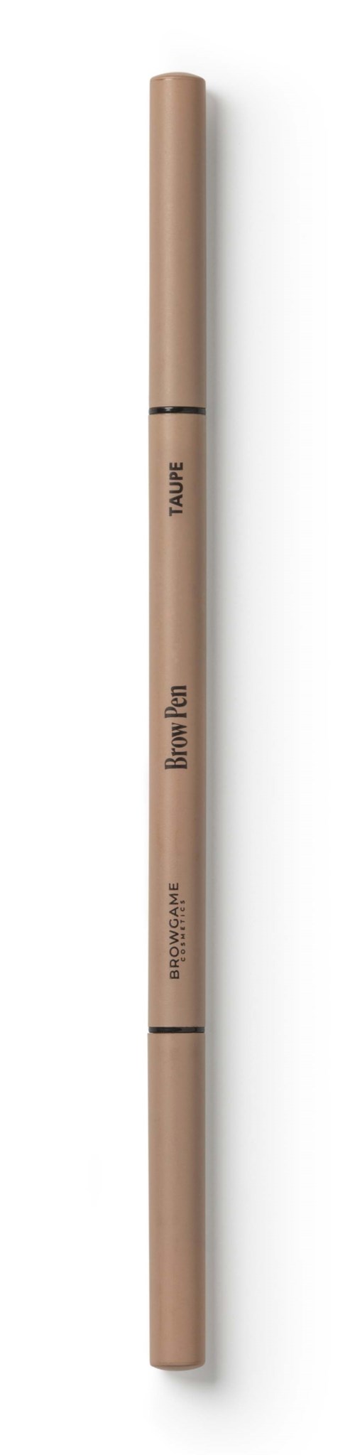 Pitkä, sylinterimäinen meikkisivellin, jonka päällä lukee kuten 'powder' ja 'blush'.