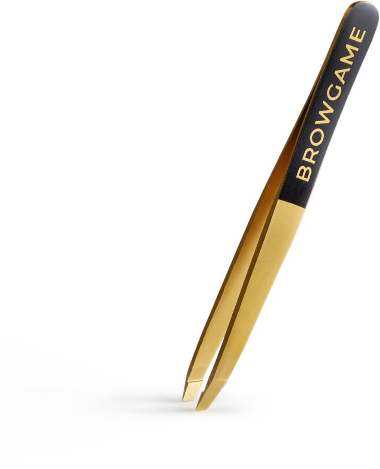 Browgame Cosmetics Prestige Slanted Tweezer Gold