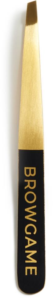 Browgame Cosmetics Prestige Slanted Tweezer Gold