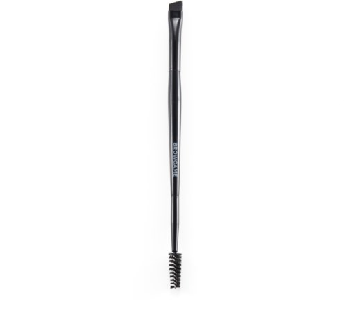 Ett långt, tunt svart verktyg med en borste i änden, märkt 'Brow Comb'. Det används för att forma ögonbryn.