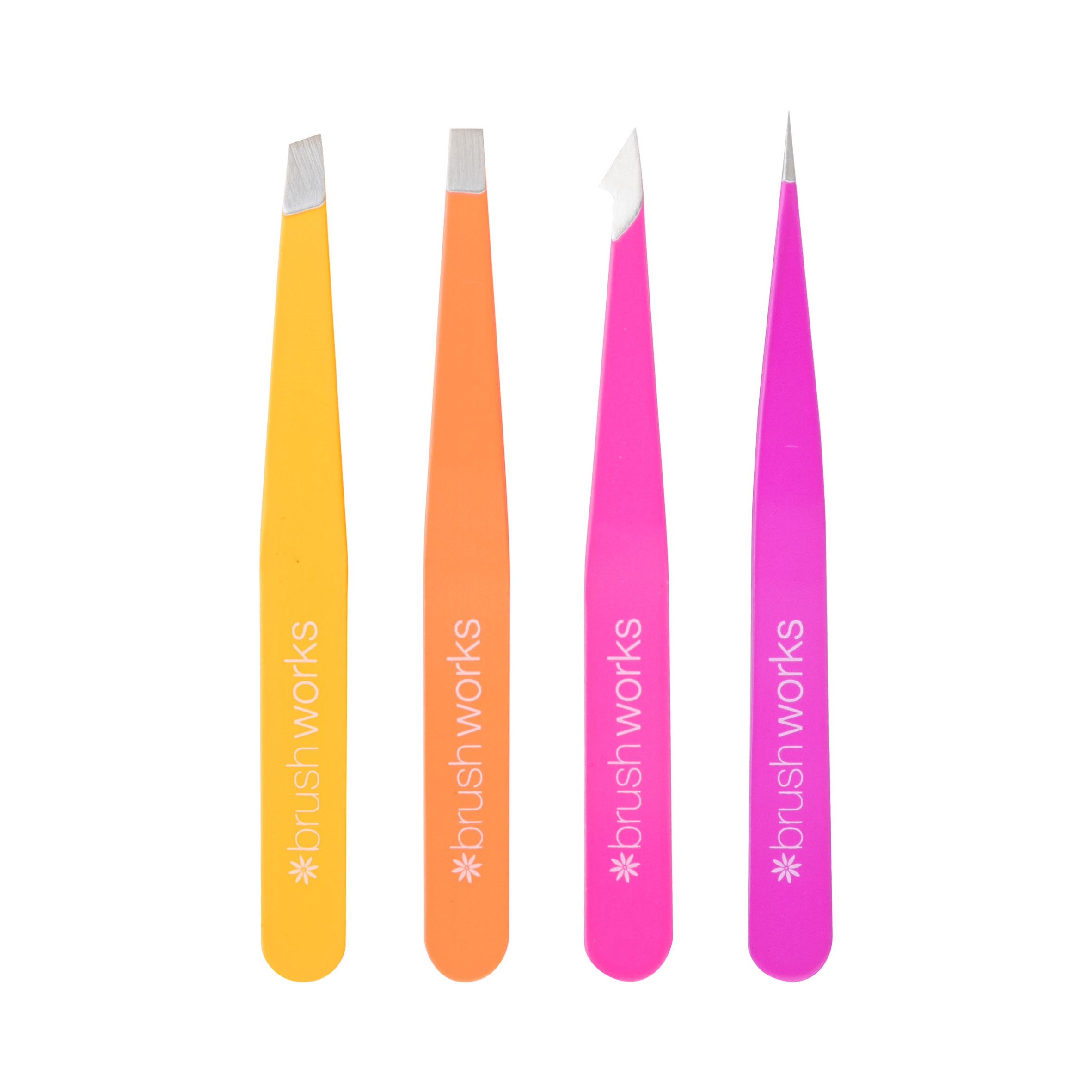 Brushworks HD 4 Piece Combination Tweezer Set - Brights - zestaw pęset (obrázok 4)