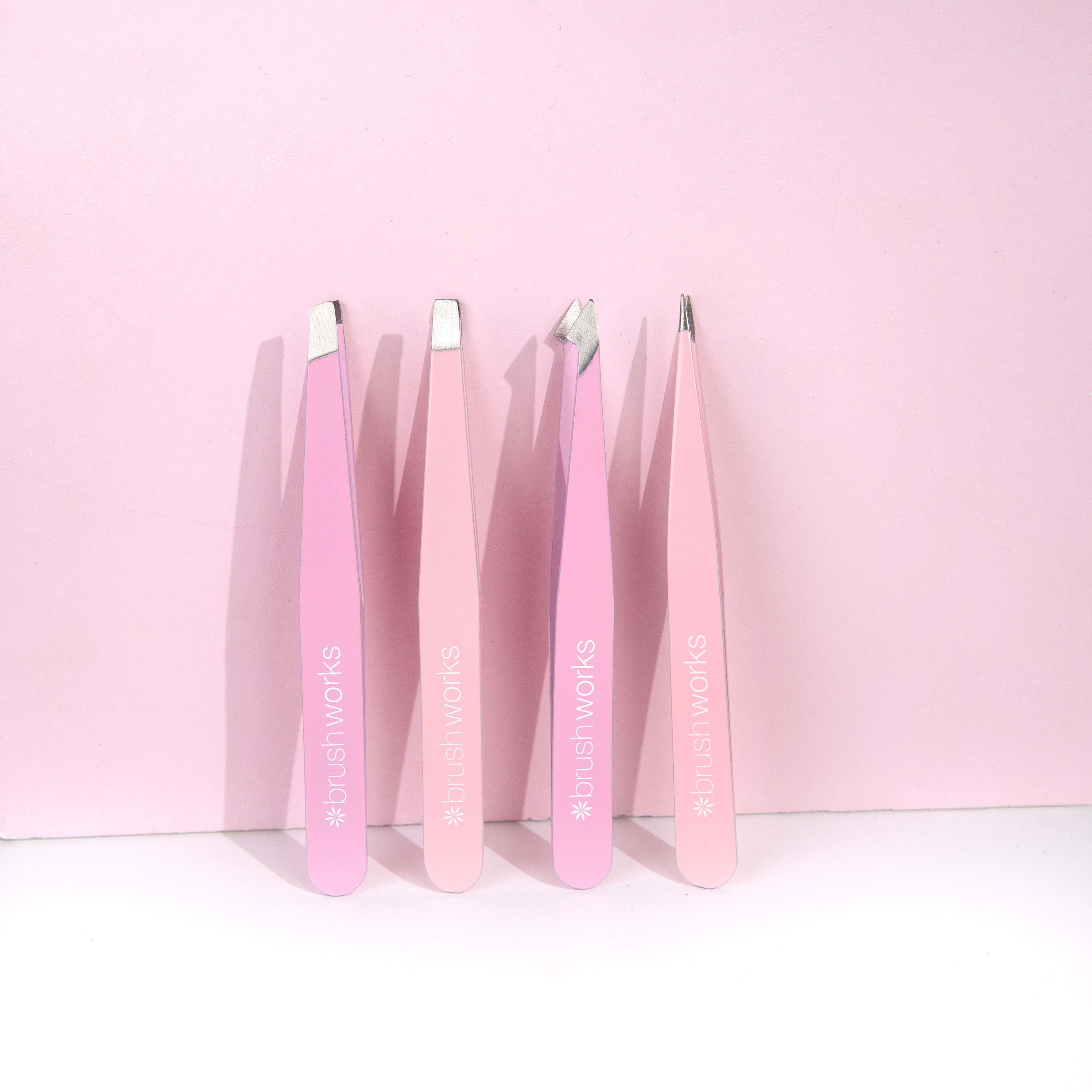Alternativ bild 1 för Brushworks HD 4 Piece Combination Tweezer Set - Pink