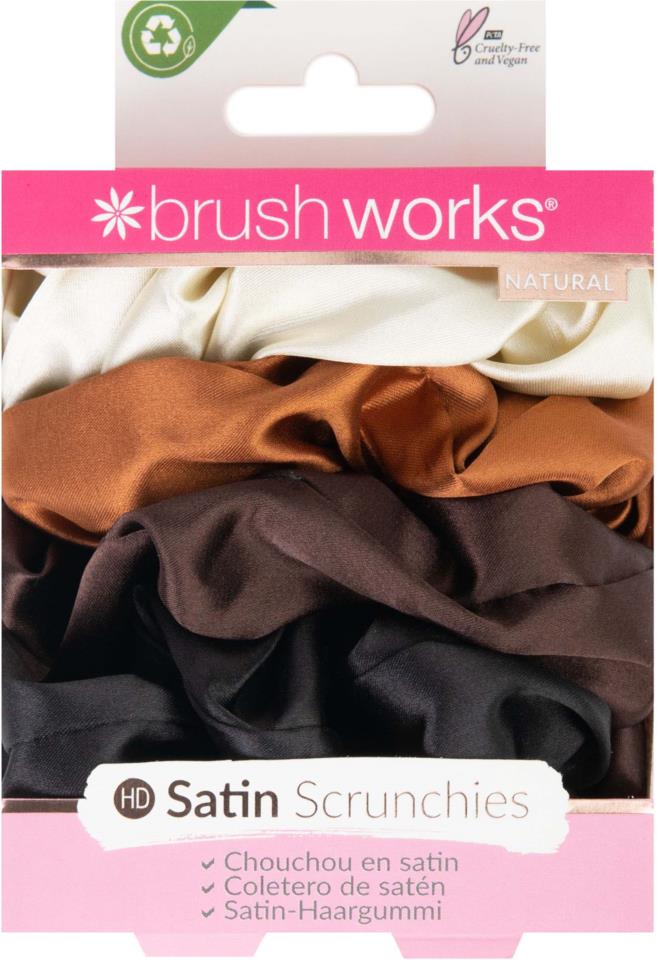 Brushworks Nude Satin Scrunchies 4 pcs