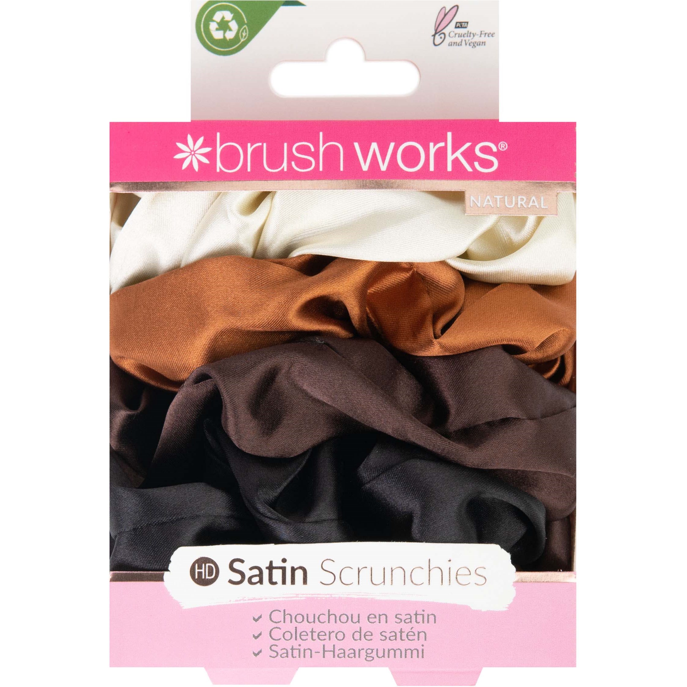 Brushworks Natural Satin Scrunchies 4pcs