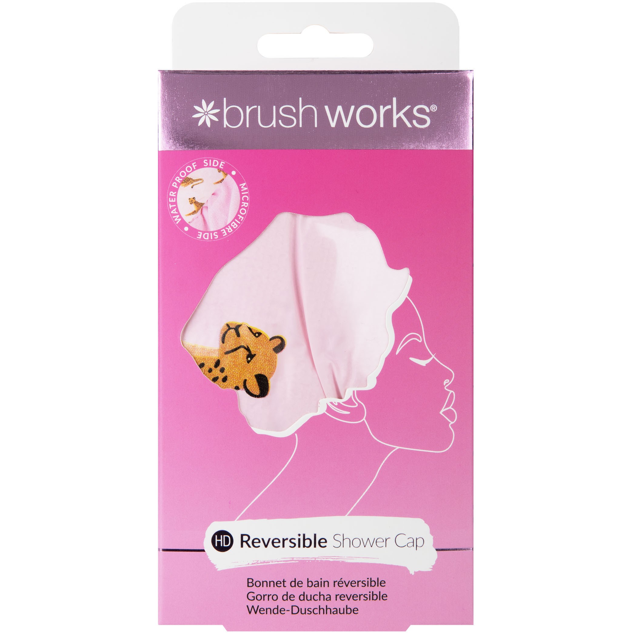 Brushworks Reversible Shower Cap - czepek do włosów Leopard Pattern (obrázok 5)