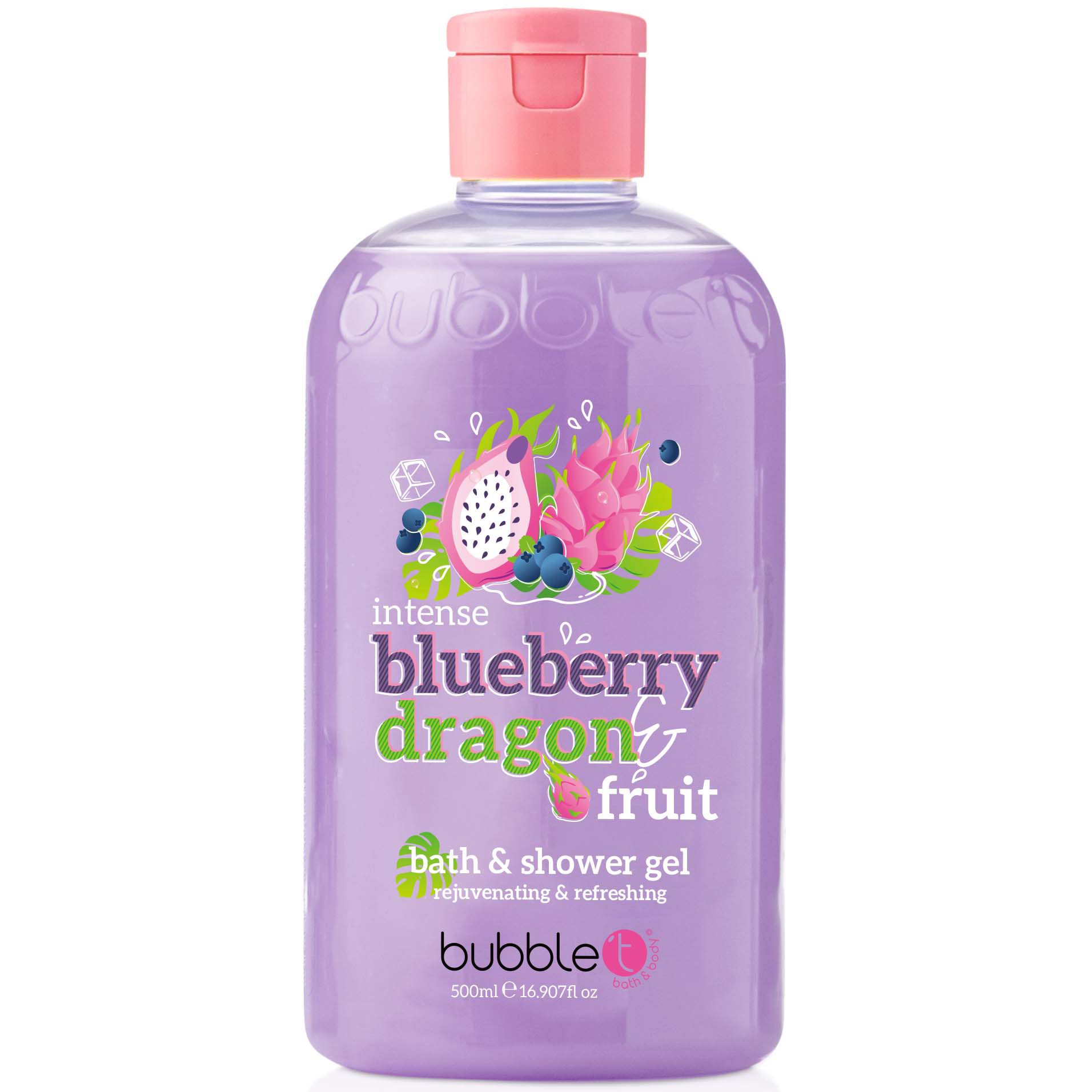 Läs mer om BubbleT Blueberry & Dragon Fruit Smoothie Bath & Shower Gel 500 ml