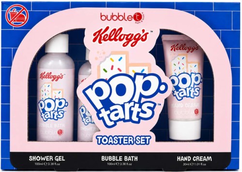 Kellogg's tema børneplejesæt med tre beholdere formet som pop tarts, inklusive shower gel, bubble bath og håndcreme.