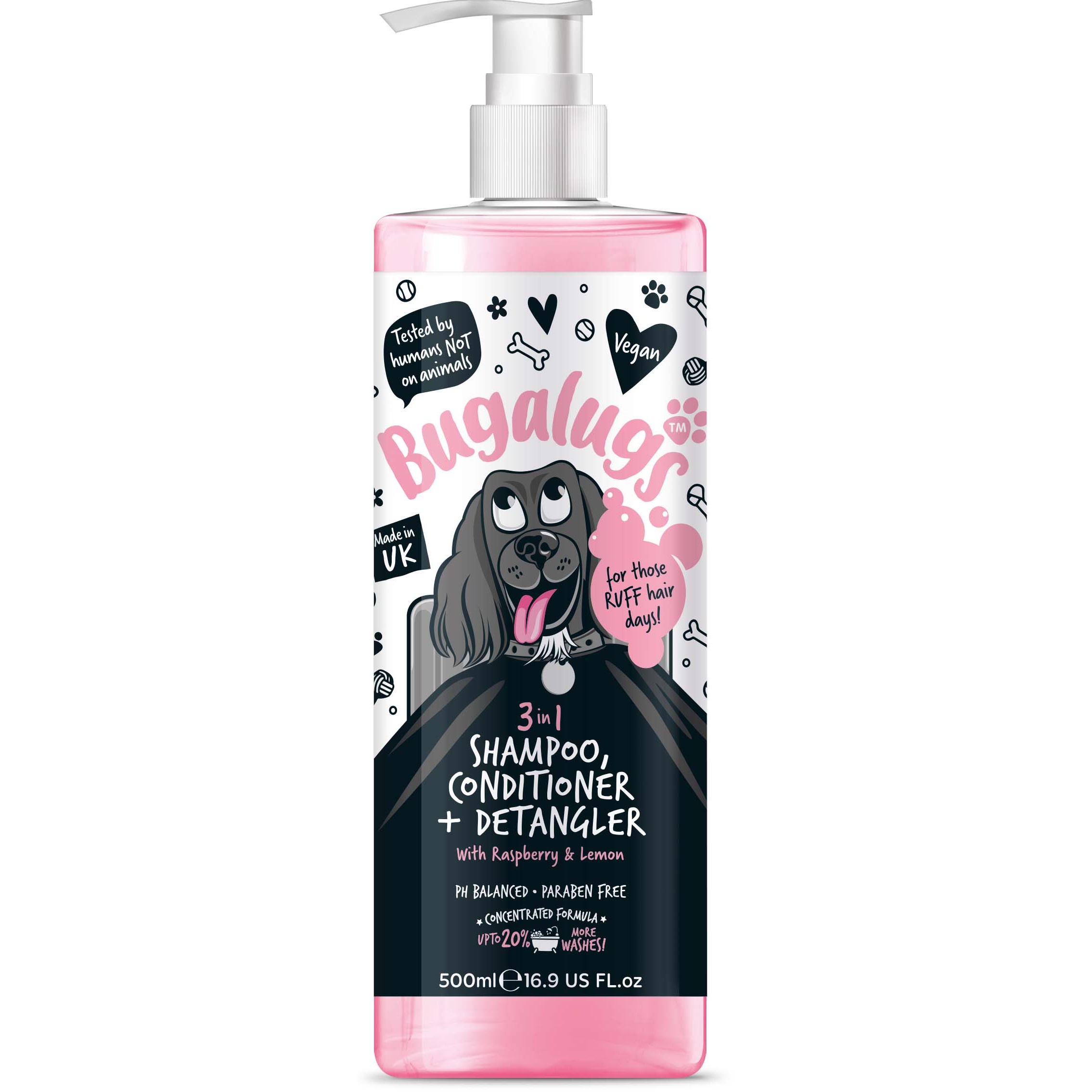 Läs mer om Bugalugs 3in1 Dog Shampoo, Conditioner+Detangler 500 ml