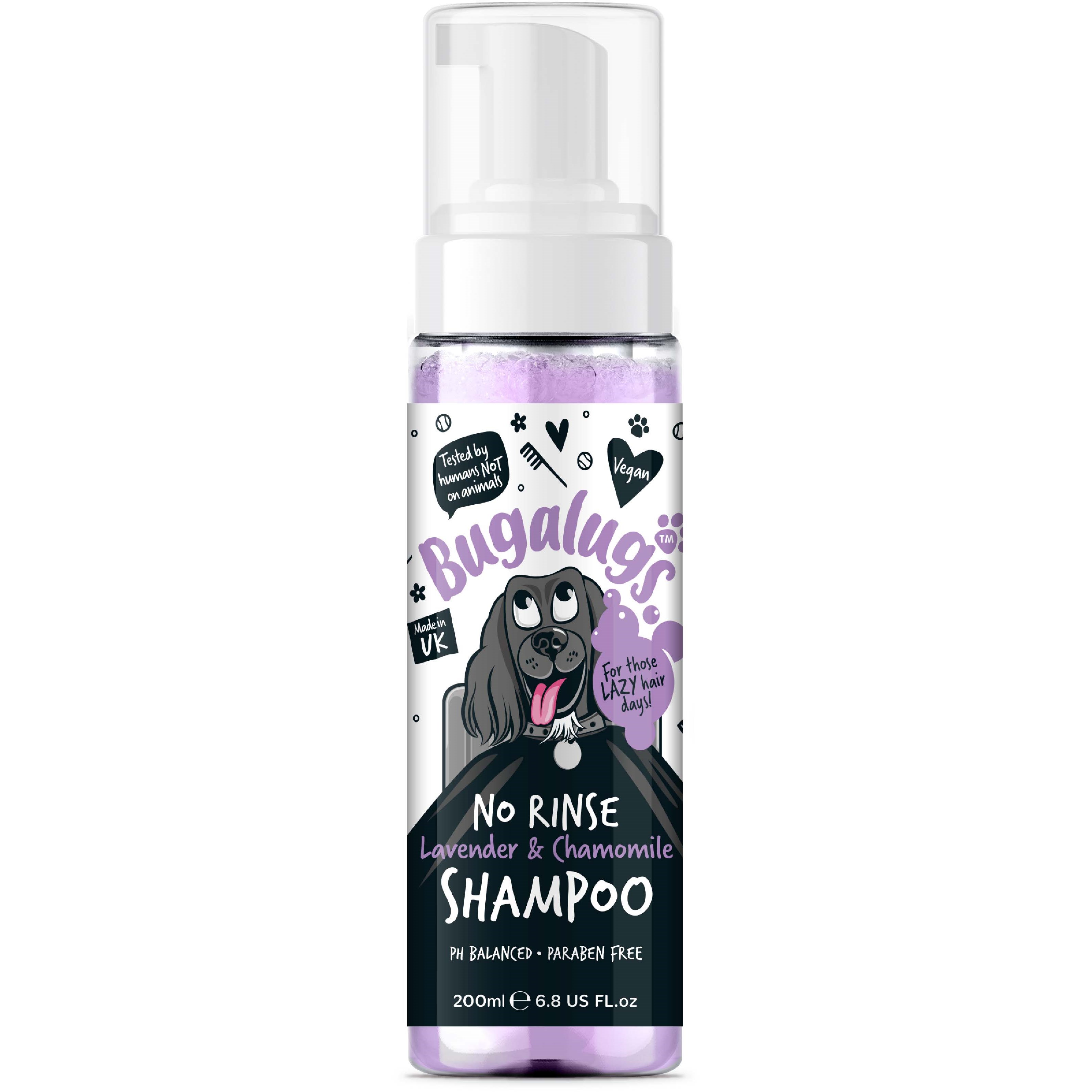 Läs mer om Bugalugs No Rinse Lavender & Chamomile Dog Shampoo 200 ml