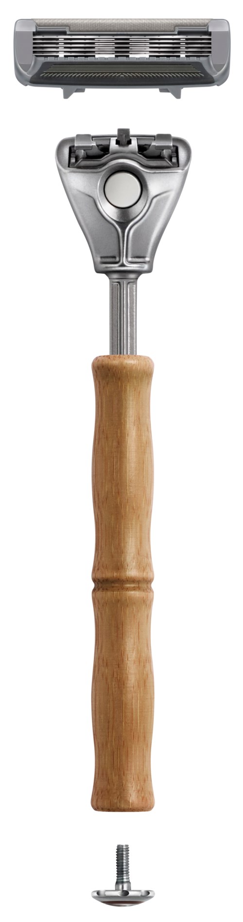 Станок для бритья Bulldog Original Bamboo Razor, 5 лезвий, бамбуковая ручка, с 2 кассетами — фото 3
