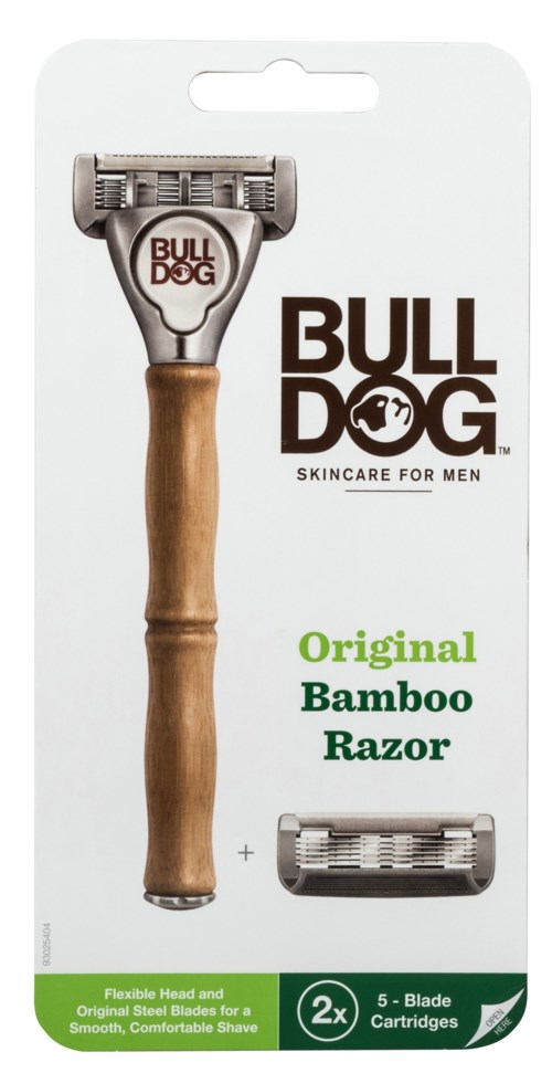 Станок для бритья Bulldog Original Bamboo Razor, 5 лезвий, бамбуковая ручка, с 2 кассетами — фото 4