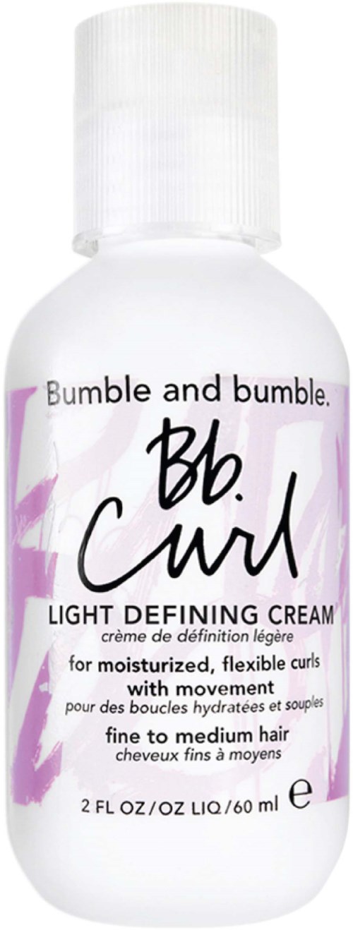Biała butelka z napisem 'Bumble and bumble. Bb. Curl Light Defining Cream' do miękkich, elastycznych loków.