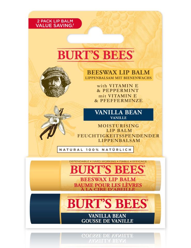 Burts Bees Lip Balm Duo Beeswax & Vanilla Bean