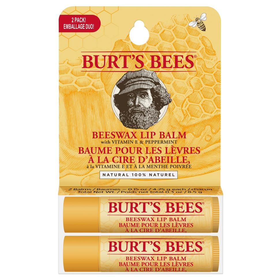 Burts Bees Uni Beeswax Lip Balm Tube Blister Twin Pack 4,25x2 g