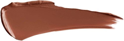 A brown makeup swatch on a black background with a smooth, slightly curved shape.