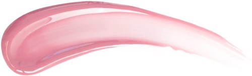 A pink and white cosmetic brush stroke, curved and shiny, looks like lipstick or makeup product.