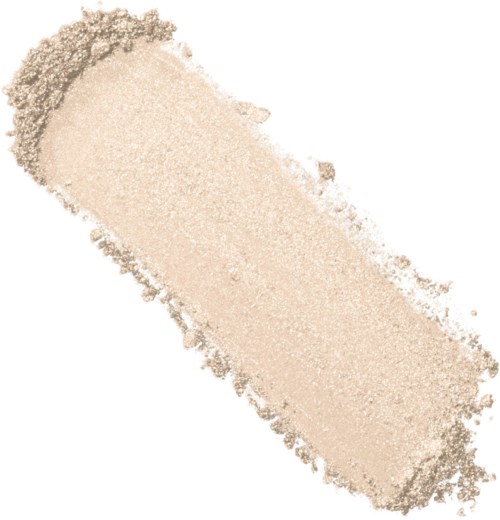 A beige, powdery substance spread in a rough, elongated shape, with uneven edges and a slight curve.