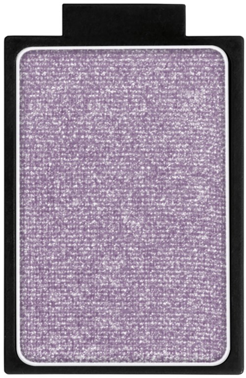 Lilla øyeskygge i rektangulært etui med svart skjold. Overflaten glitrer og har en skinnende finish.