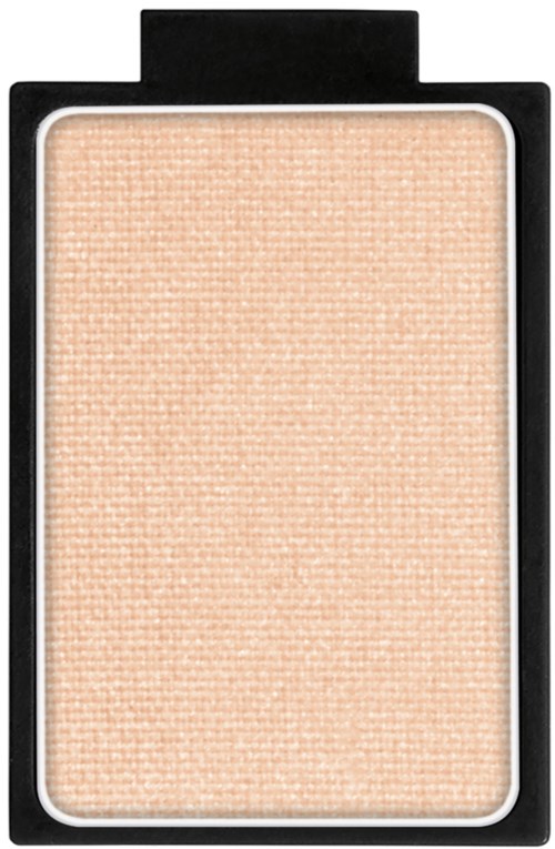 En sminkkompakt med beige pudder og svart emballasje.