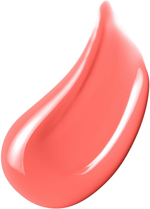 A pinkish drop with shiny reflections and smooth texture, teardrop shape, on a white background.
