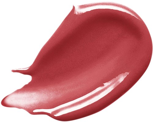 A smear of pinkish lipstick or lip gloss on white background, shiny and smooth with a curved shape.