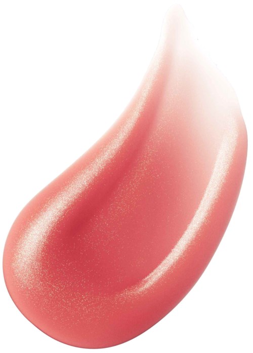En rosa, tårformad makeupp blush med ett skimrande ytskikt och en kurvig, glansig yta.