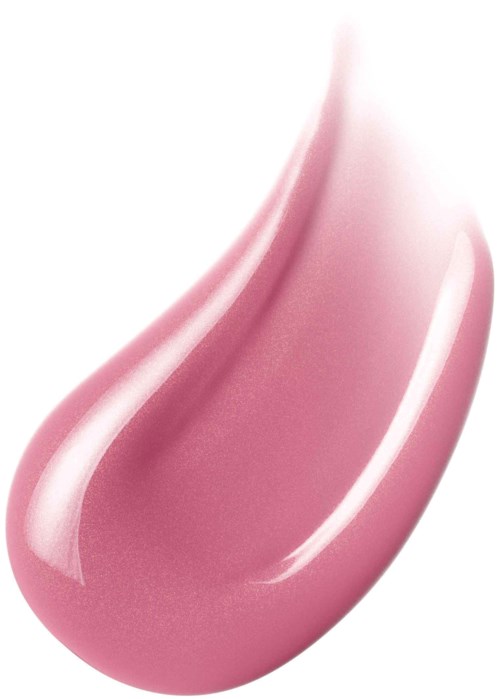 Ett rosa, glänsande, tårformigt föremål med reflekterande yta.