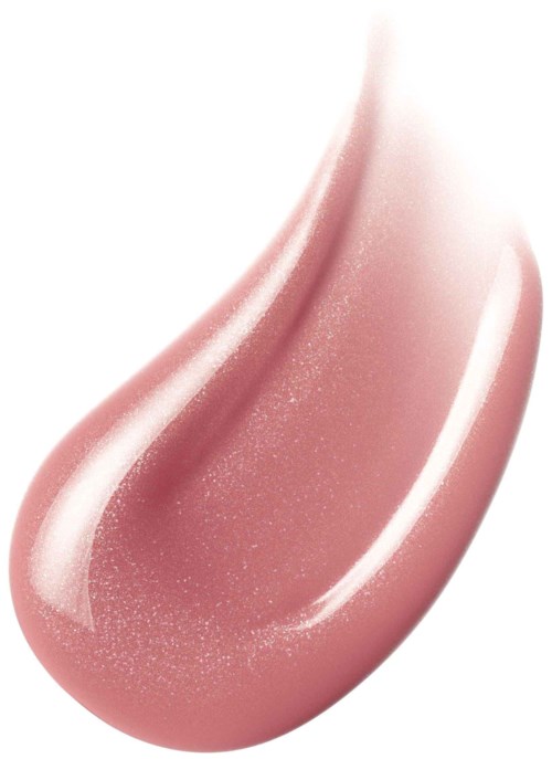 En rosa gloss eller flytande makeup med glansig, glänsande yta.