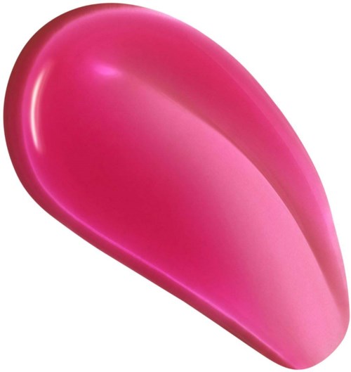 Ett glänsande, rosa, tårformigt föremål med en slät yta och reflekterande lyster.