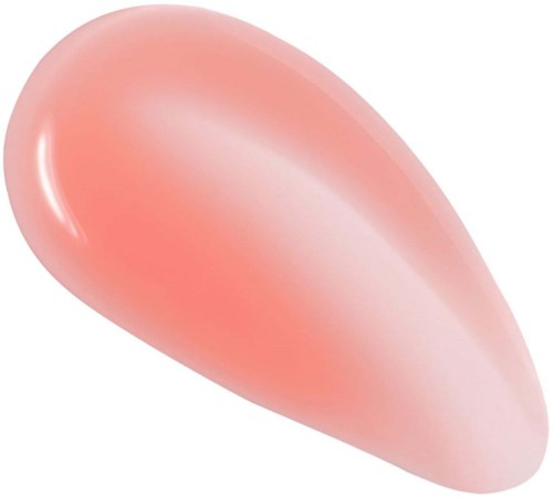 Ett slätt, rosa, tårformigt föremål med glänsande yta, ser ut som en polerad sten eller ädelsten.