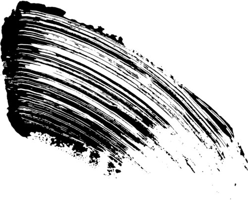 A bold black brushstroke curves diagonally across a white background.