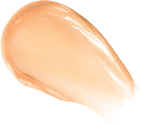 En beige, glänsande gloss med en slät, lätt böjd form, troligen för läppar eller ansikte.