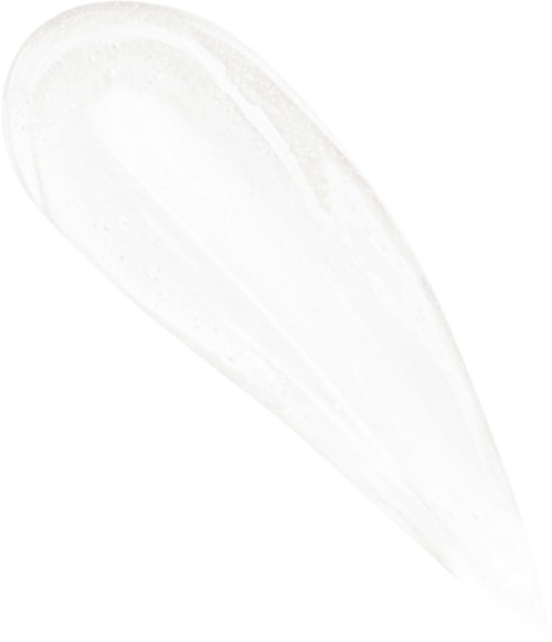 En tydlig, tårformad gel- eller vätskeklägg med slät yta och subtil glans.