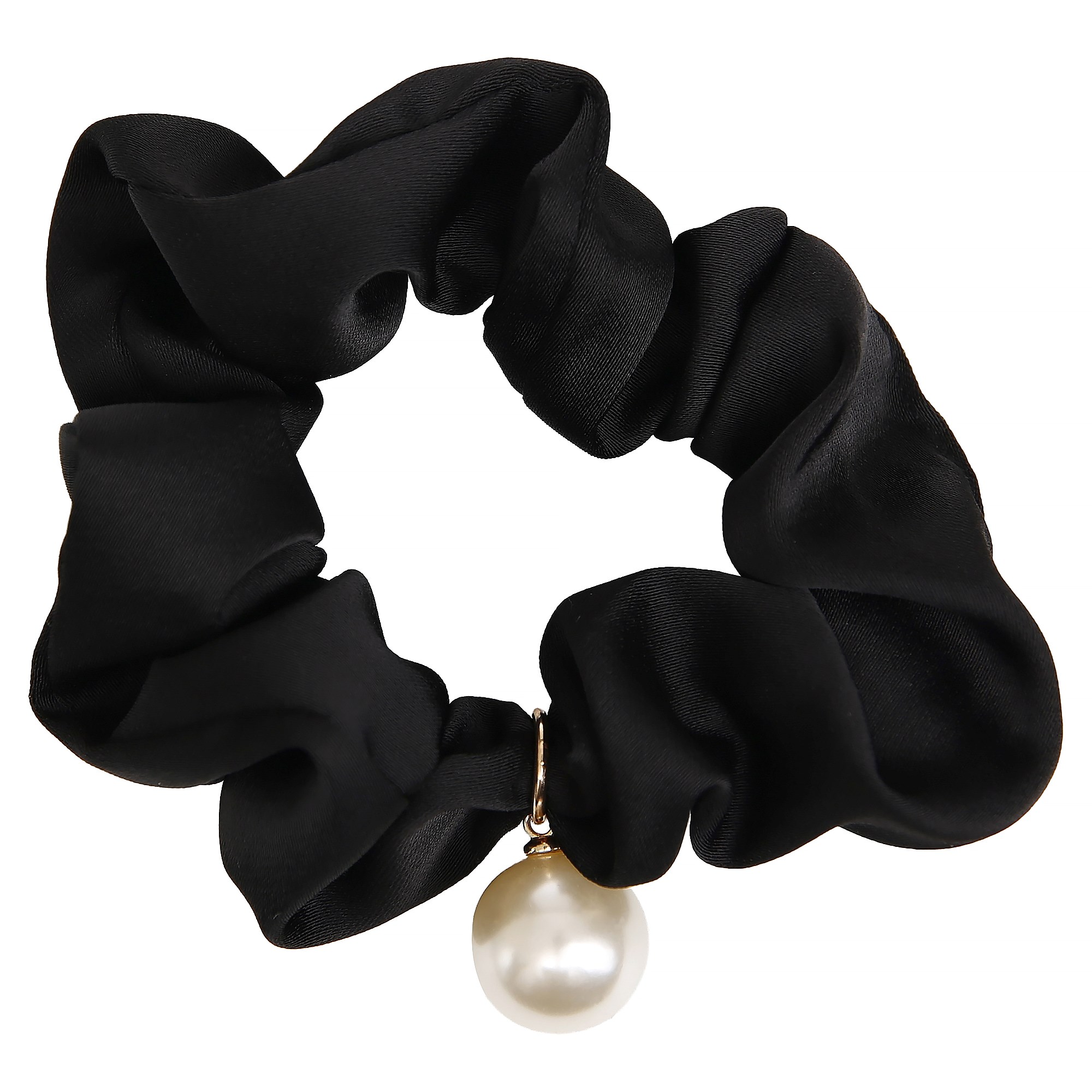 By Lyko Satin Scrunchie with Pearl Black