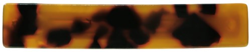A horizontal, yellow and black patterned hair clip with tortoise shell design.