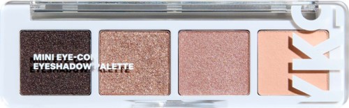 Lille øjenskyggepalette med fire forskellige nuancer, mærket til øjenmakeup.