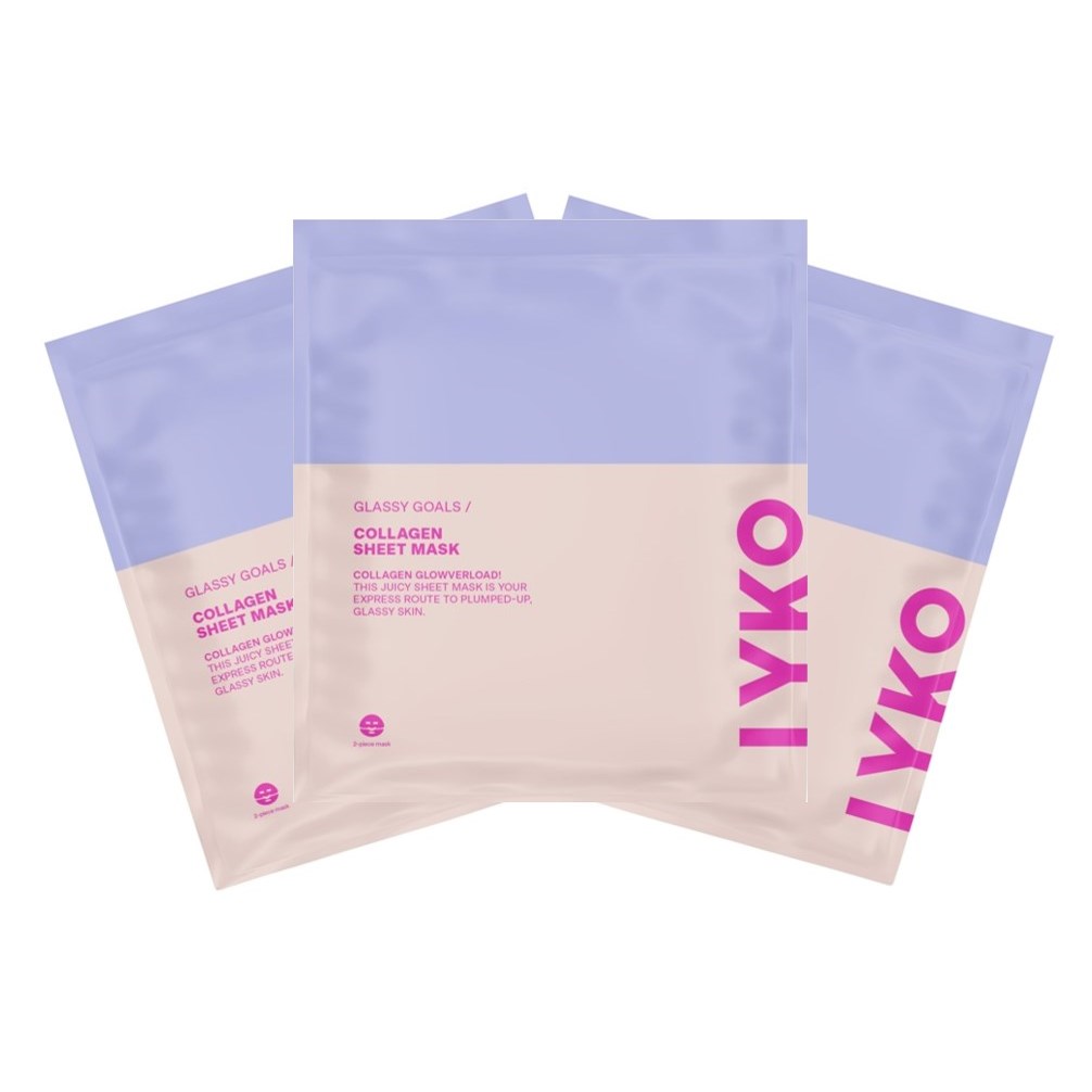 By Lyko Glassy Goals Collagen Sheet Mask Trio
