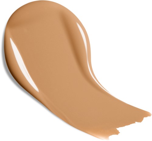 En virvling av beige eller foundation med glansiga streck på en vit bakgrund.
